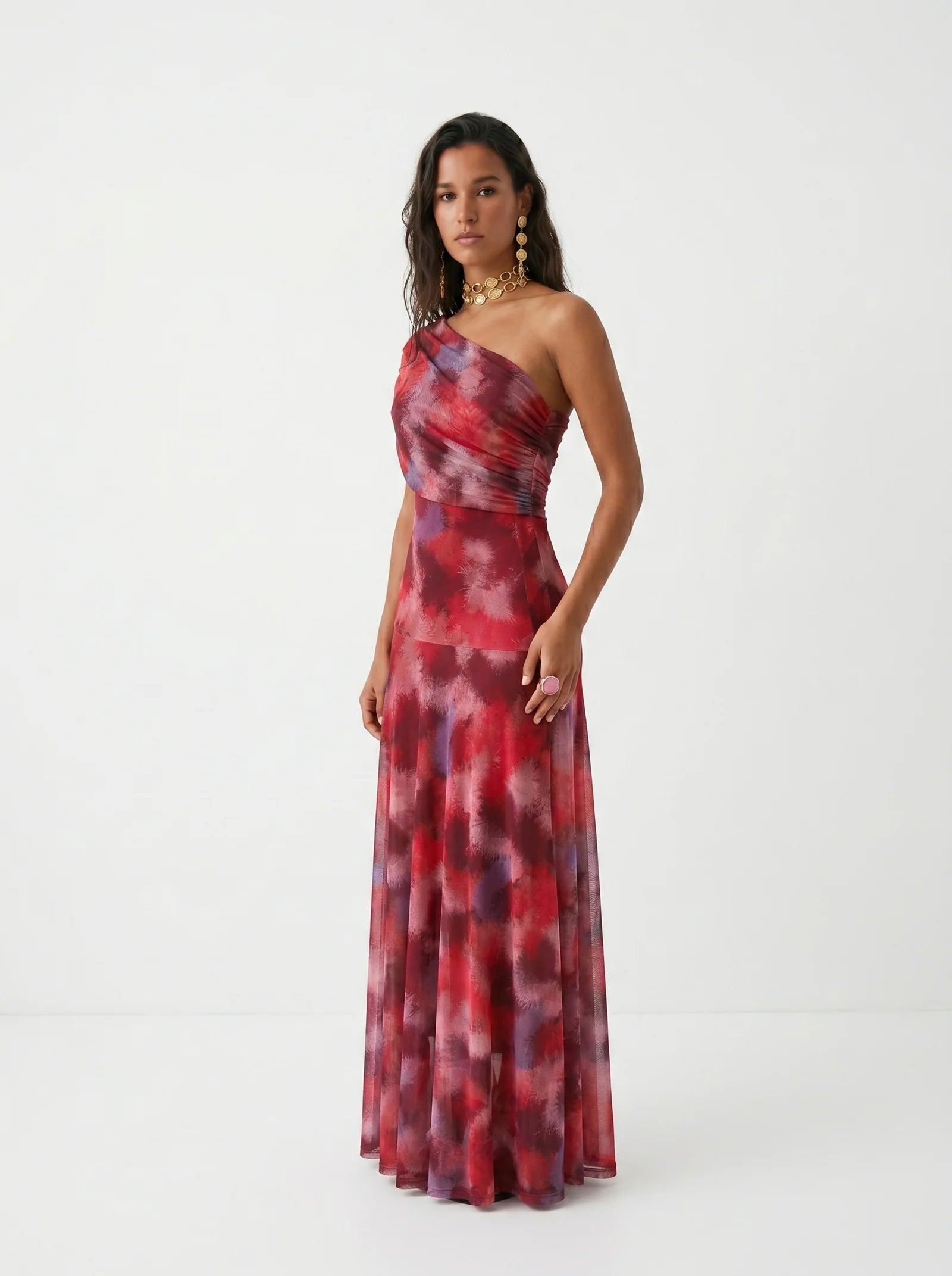 Elara One Shoulder Tie-Dye Maxi Dress