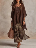 Vestido largo de capas con estampado de leopardo estilo bohemio