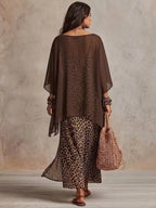 Vestido largo de capas con estampado de leopardo estilo bohemio