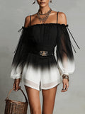 Mono Degradado con Hombros Descubiertos Negro y Blanco