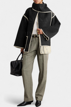 Pauline Coat with Integrated Scarf and Fluid Silhouette