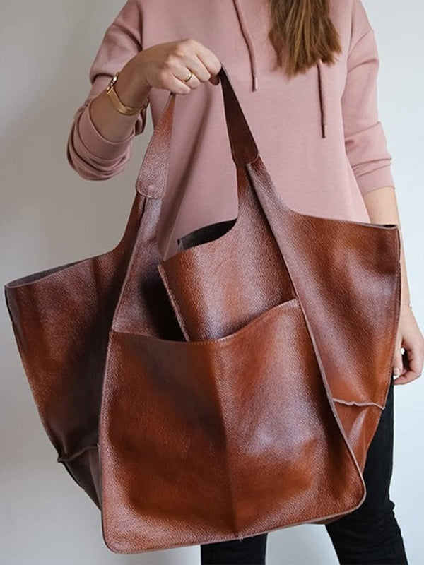 Bolso Bandolera Sencillo de Piel Suave Gran Capacidad