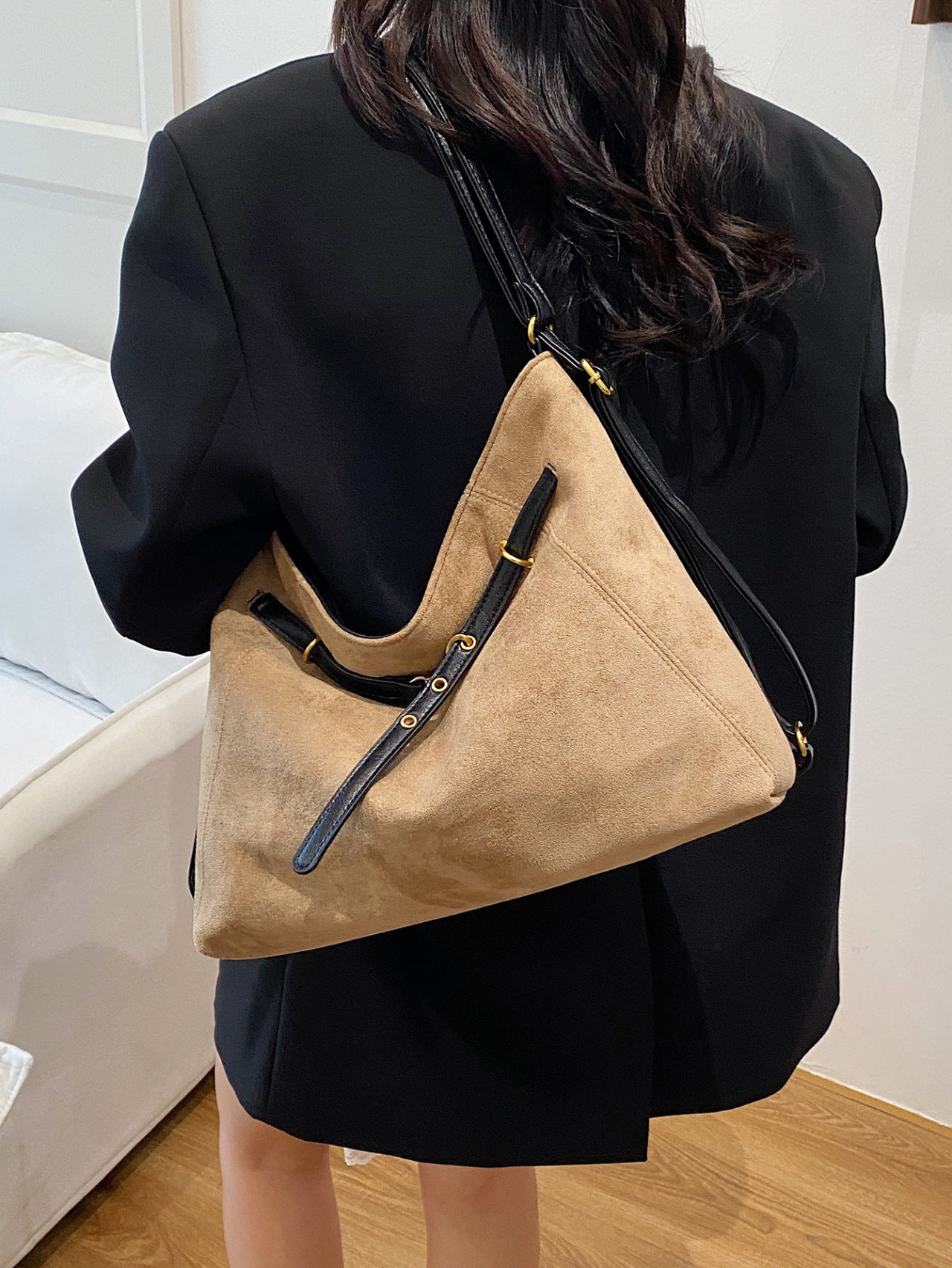 Vintage high-end suede multi-functional shoulder crossbody bag