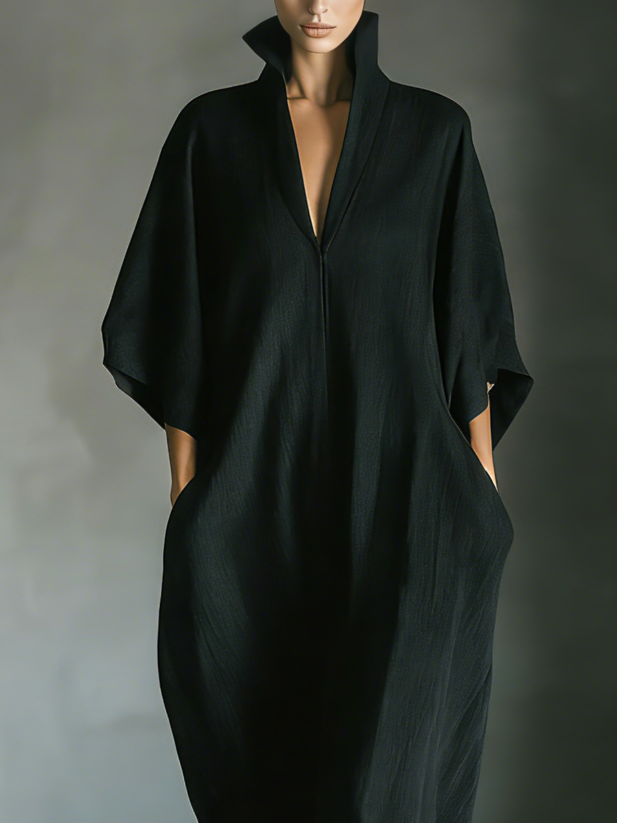 Vestido Maxi Kimono de Mezcla de Algodón