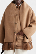 Pauline Coat with Integrated Scarf and Fluid Silhouette