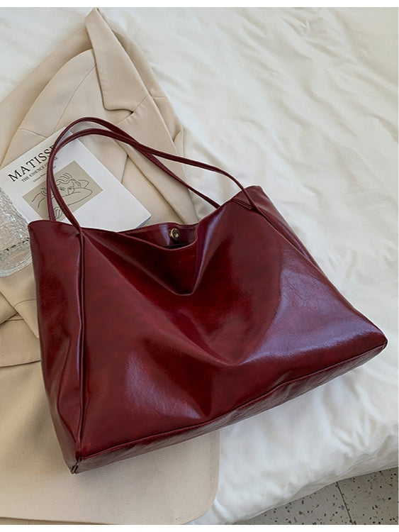 Bolso Bucket de Piel Suave Gran Capacidad