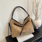 Vintage high-end suede multi-functional shoulder crossbody bag