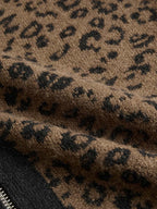 Vintage Leopard Print Slim Fit Zip-Up Cardigan