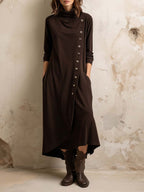 Vestido Midi Boho con Abertura Lateral y Botones