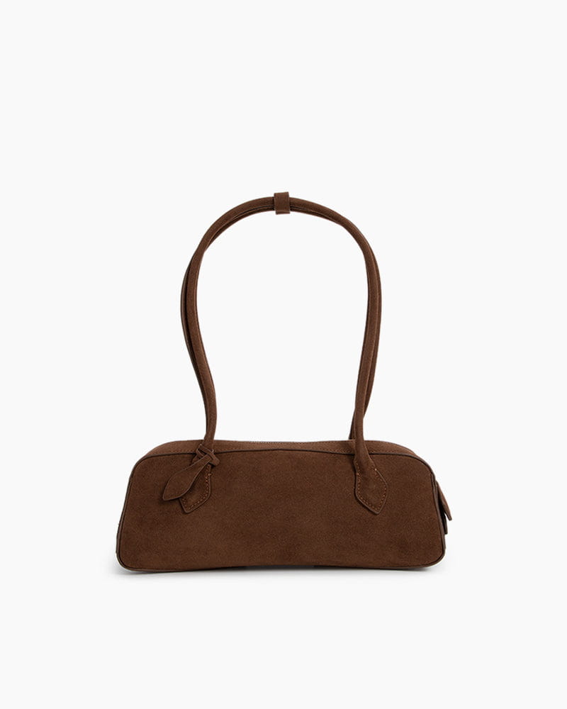 Bolso tote de piel de becerro de ante con doble cremallera y bandolera