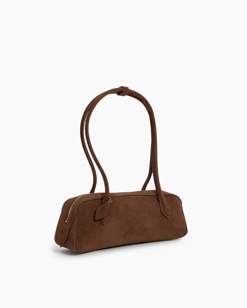 Bolso tote de piel de becerro de ante con doble cremallera y bandolera