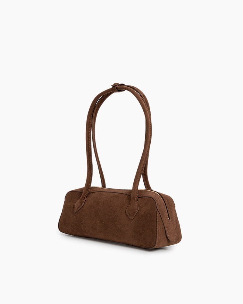 Bolso tote de piel de becerro de ante con doble cremallera y bandolera