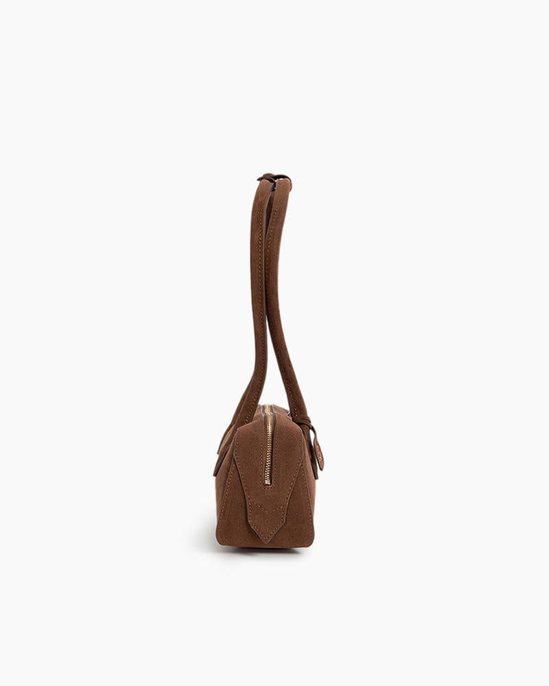 Bolso tote de piel de becerro de ante con doble cremallera y bandolera