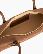 Bolso tote de piel de becerro de ante con doble cremallera y bandolera