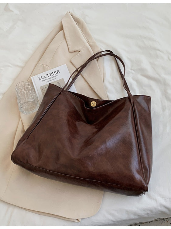 Bolso Bucket de Piel Suave Gran Capacidad