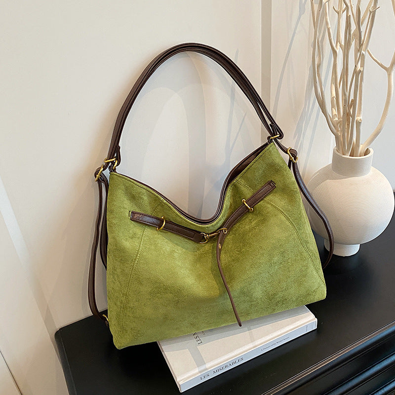 Vintage high-end suede multi-functional shoulder crossbody bag