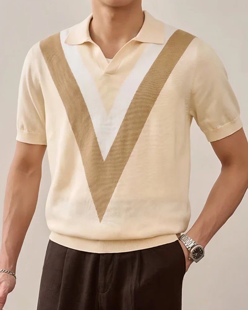 Polo de punto con panel en V - LOVRA DESIGN