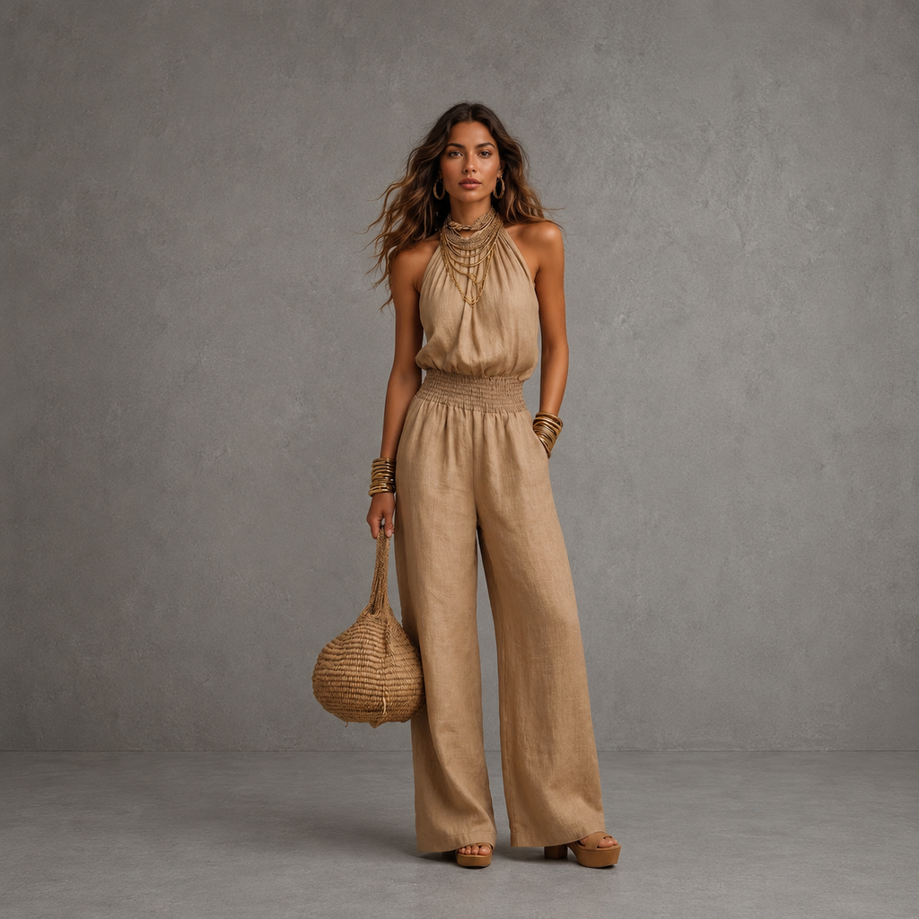 MONO HALTER CON CINTURA AJUSTADA
