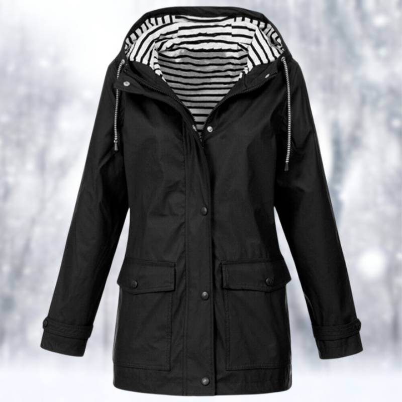 Women’s Hooded Rain Jacket – Lightweight Everyday Coat with Front Pockets