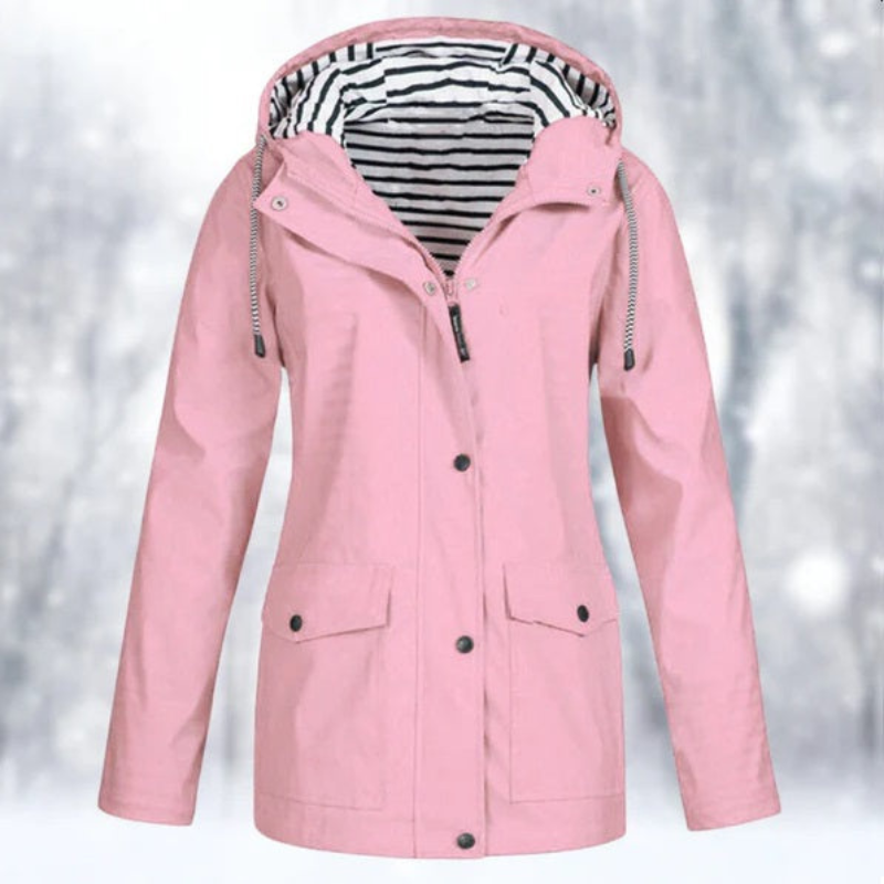 Women’s Hooded Rain Jacket – Lightweight Everyday Coat with Front Pockets