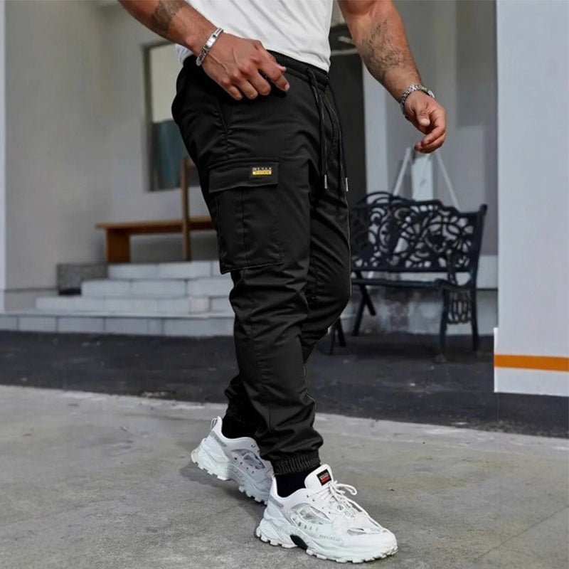 Pantalón cargo casual para hombre con cordón ajustable