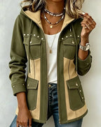 Kapuzenjacke in Marine und Camel