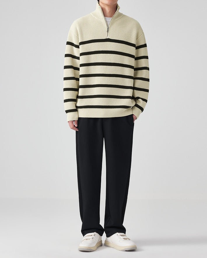 Jersey a rayas con media cremallera Cavell - LOVRA DESIGN