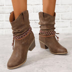 Botines Cowboy Western Vintage con Flecos