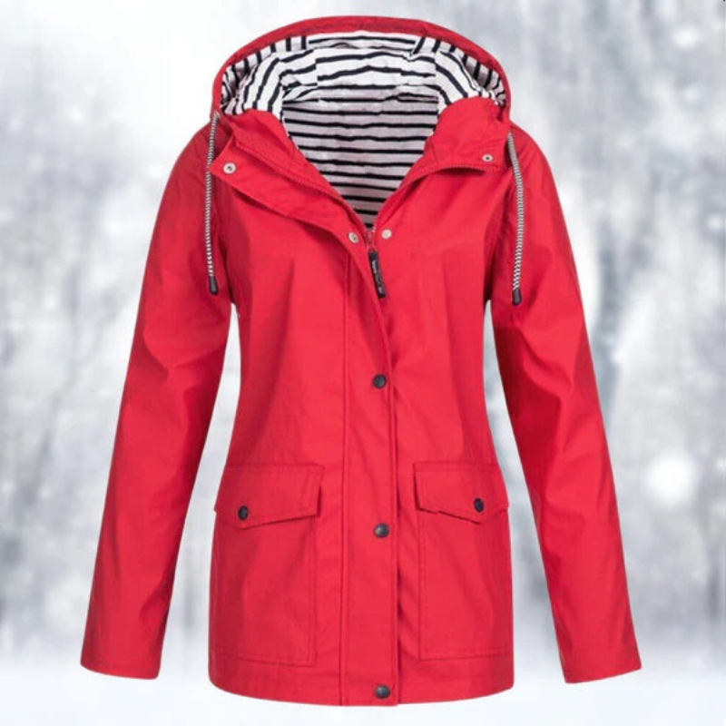 Women’s Hooded Rain Jacket – Lightweight Everyday Coat with Front Pockets
