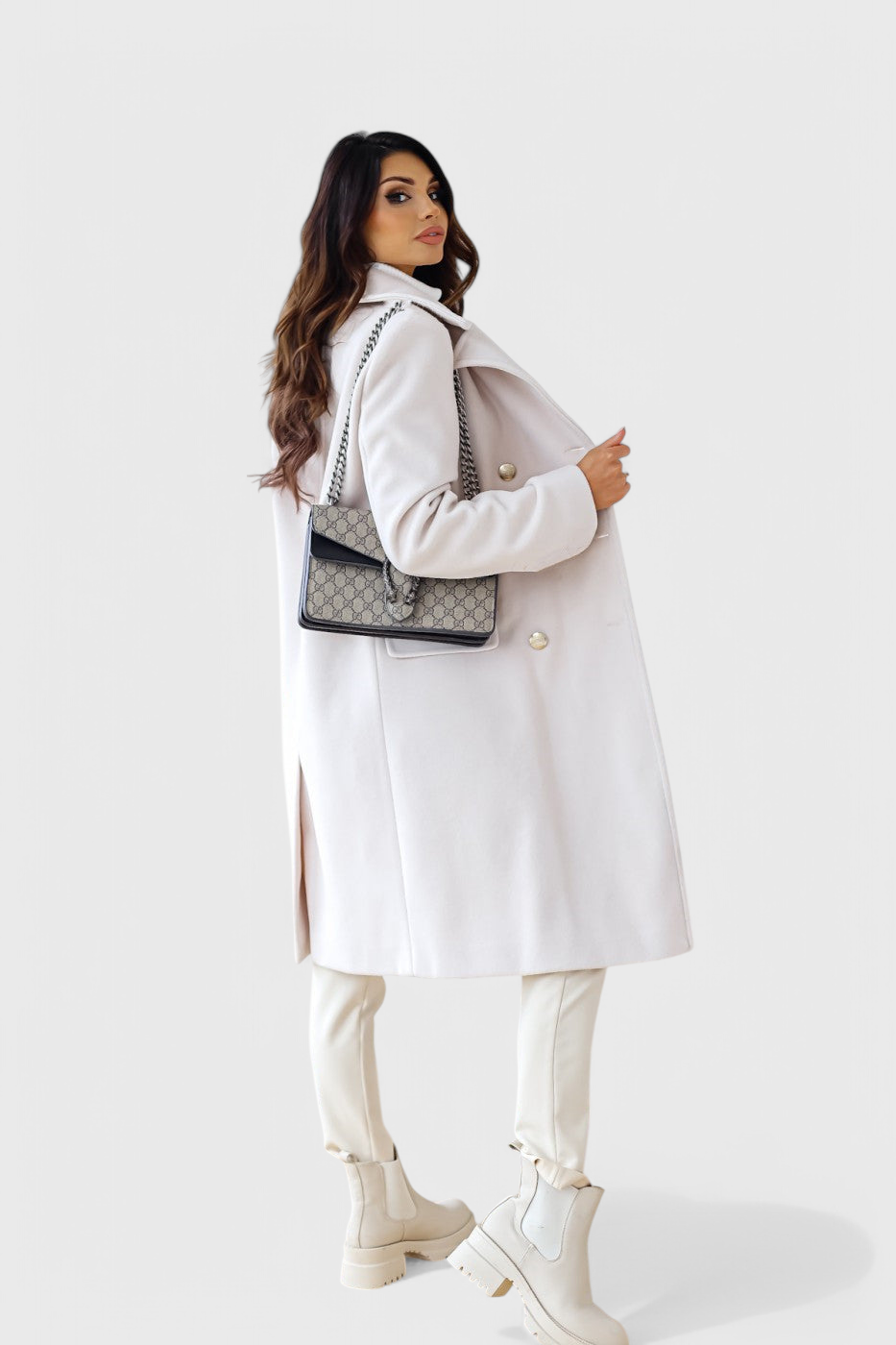 Yara Double-Breasted Wool Coat with a Fitted Cut