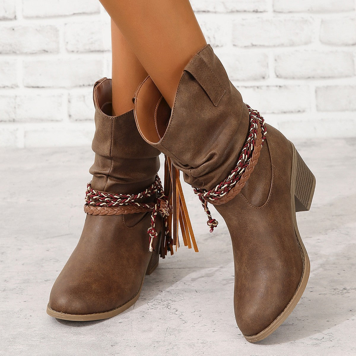 Botines Cowboy Western Vintage con Flecos