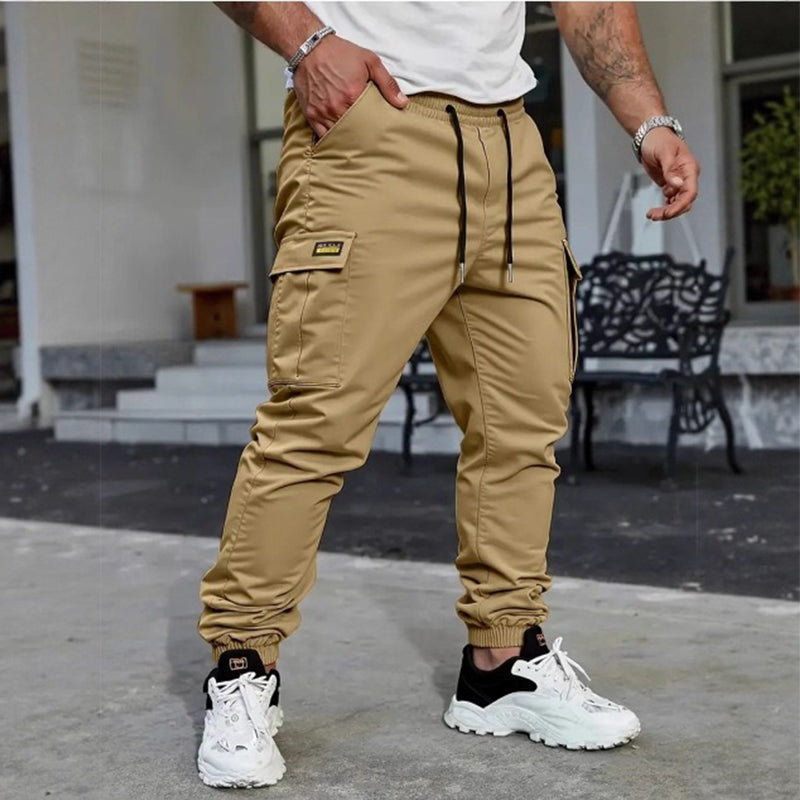 Pantalón cargo casual para hombre con cordón ajustable