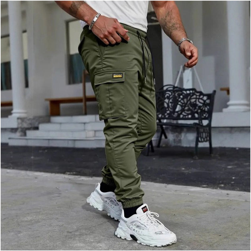 Pantalón cargo casual para hombre con cordón ajustable