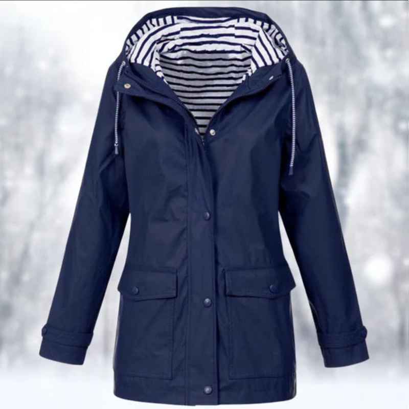 Women’s Hooded Rain Jacket – Lightweight Everyday Coat with Front Pockets