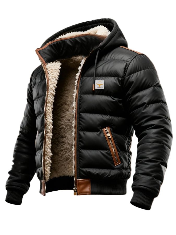 Chaqueta acolchada negra con forro sherpa - LOVRA DESIGN