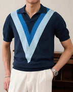 Polo de punto con panel en V - LOVRA DESIGN