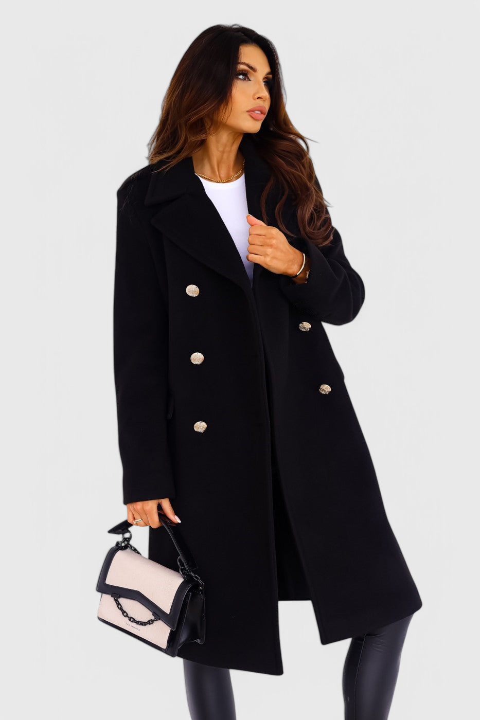 Yara Double-Breasted Wool Coat with a Fitted Cut