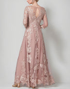 Soft Pink Lace Mesh Maxi Dress
