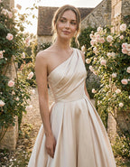 Milk Apricot Satin Shoulder Maxi Dress
