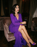 Deep Purple Chiffon Ruffles Maxi Dress