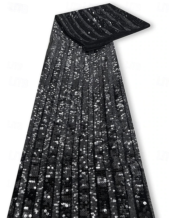 Black Satin Sequined One-Shoulder Maxi Dress