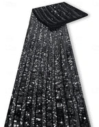 Black Satin Sequined One-Shoulder Maxi Dress