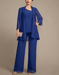 Royal Blue Chiffon 3-Piece Suit