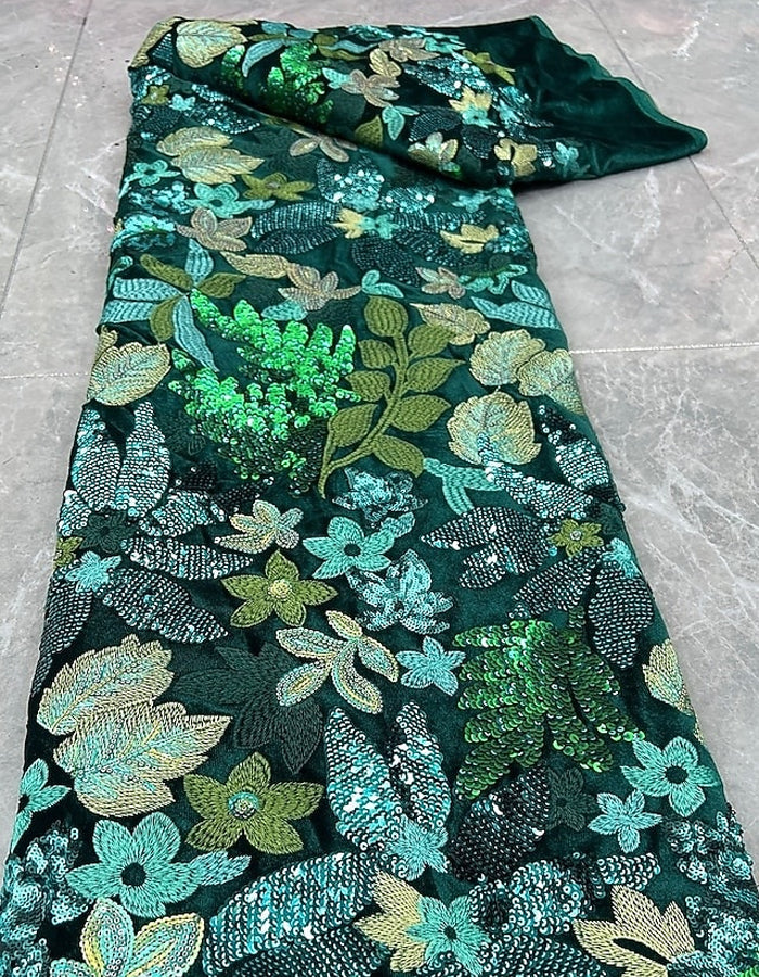 Solid Color Satin 3D Floral Embroidery Sequins Maxi Dress