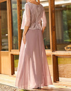 Solid Color Lace Chiffon Jumpsuit
