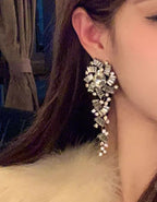 Super Sparkly Crystal Tassel Statement Earrings