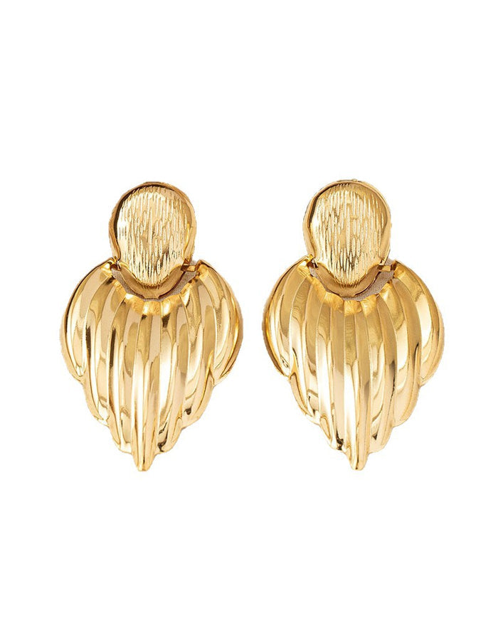 Metal Geometric Leaf-Shaped Earrings