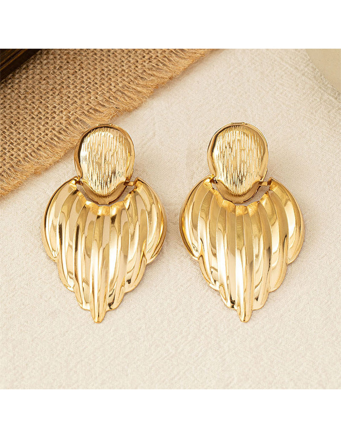 Metal Geometric Leaf-Shaped Earrings