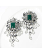 Rhinestone Flower Teardrop Tassel Earrings