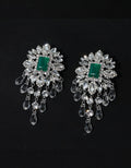 Rhinestone Flower Teardrop Tassel Earrings